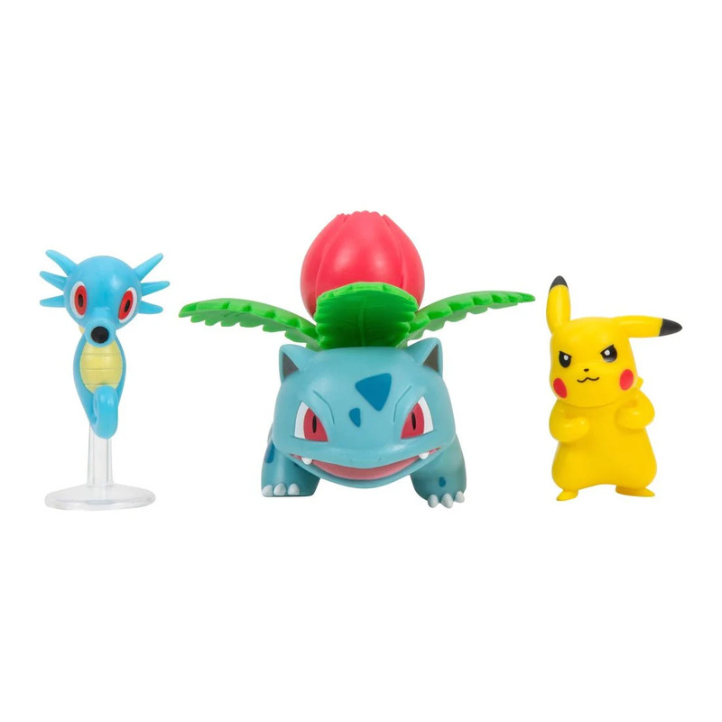 Pokemon Battle Figure 3 Set Pack - Horsea/ Ivysaur/ Pikachu - مجسم